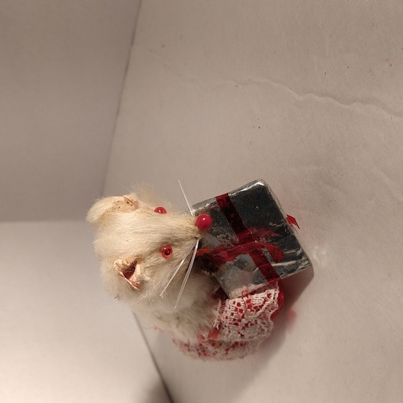 Original Fur Toys Other - Original Fur Toy Mouse West Germany Miniature Red Eyes Christmas Gift Skirt